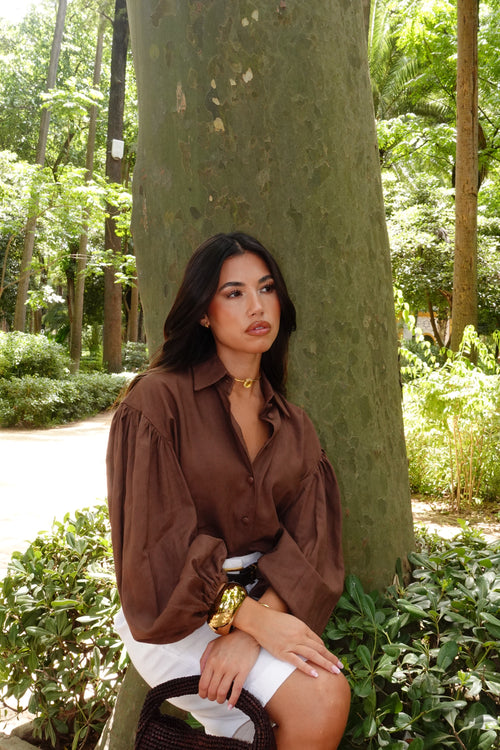 CAMISA MARTA MARRÓN