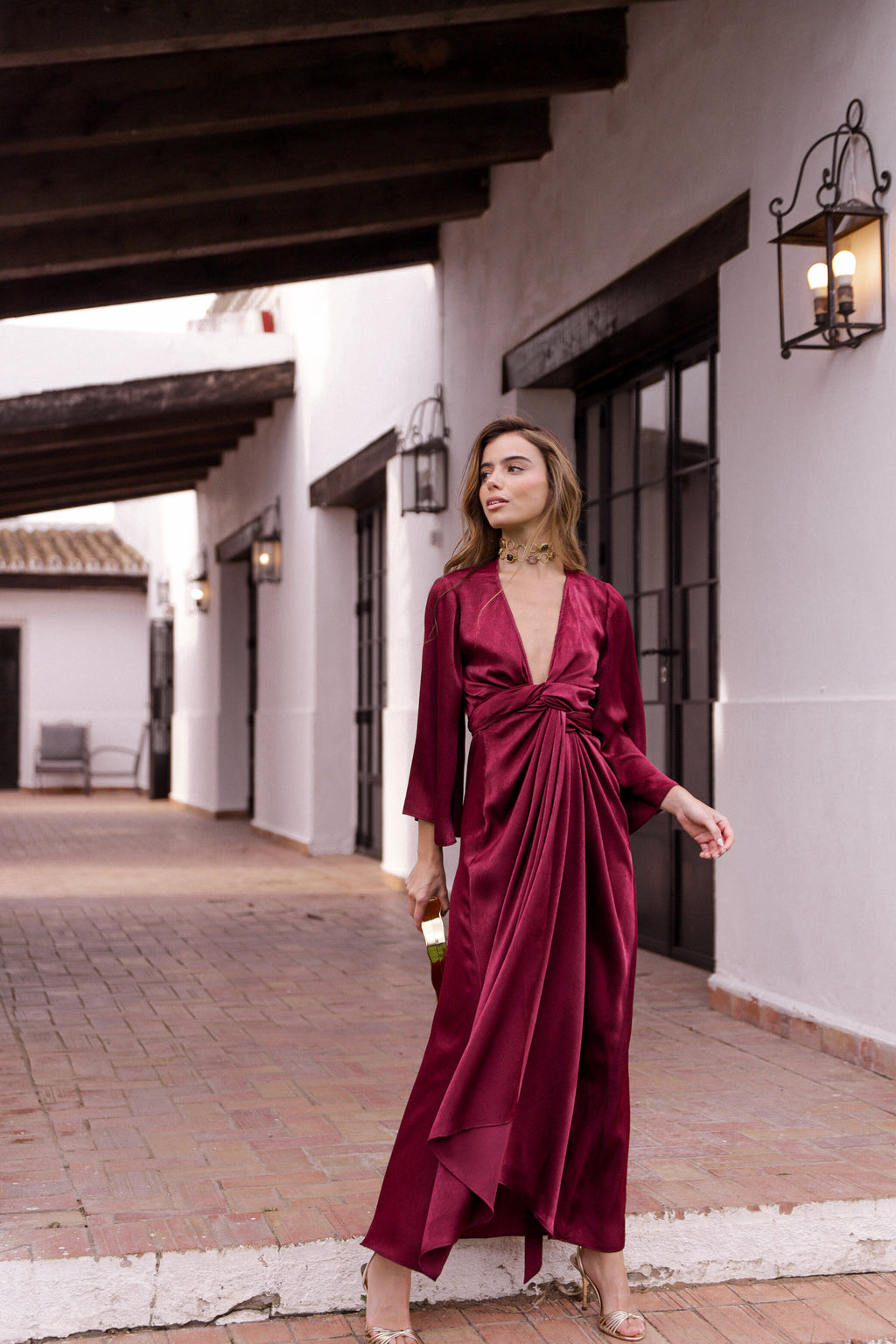 VESTIDO KIMONO LAURA BERENJENA