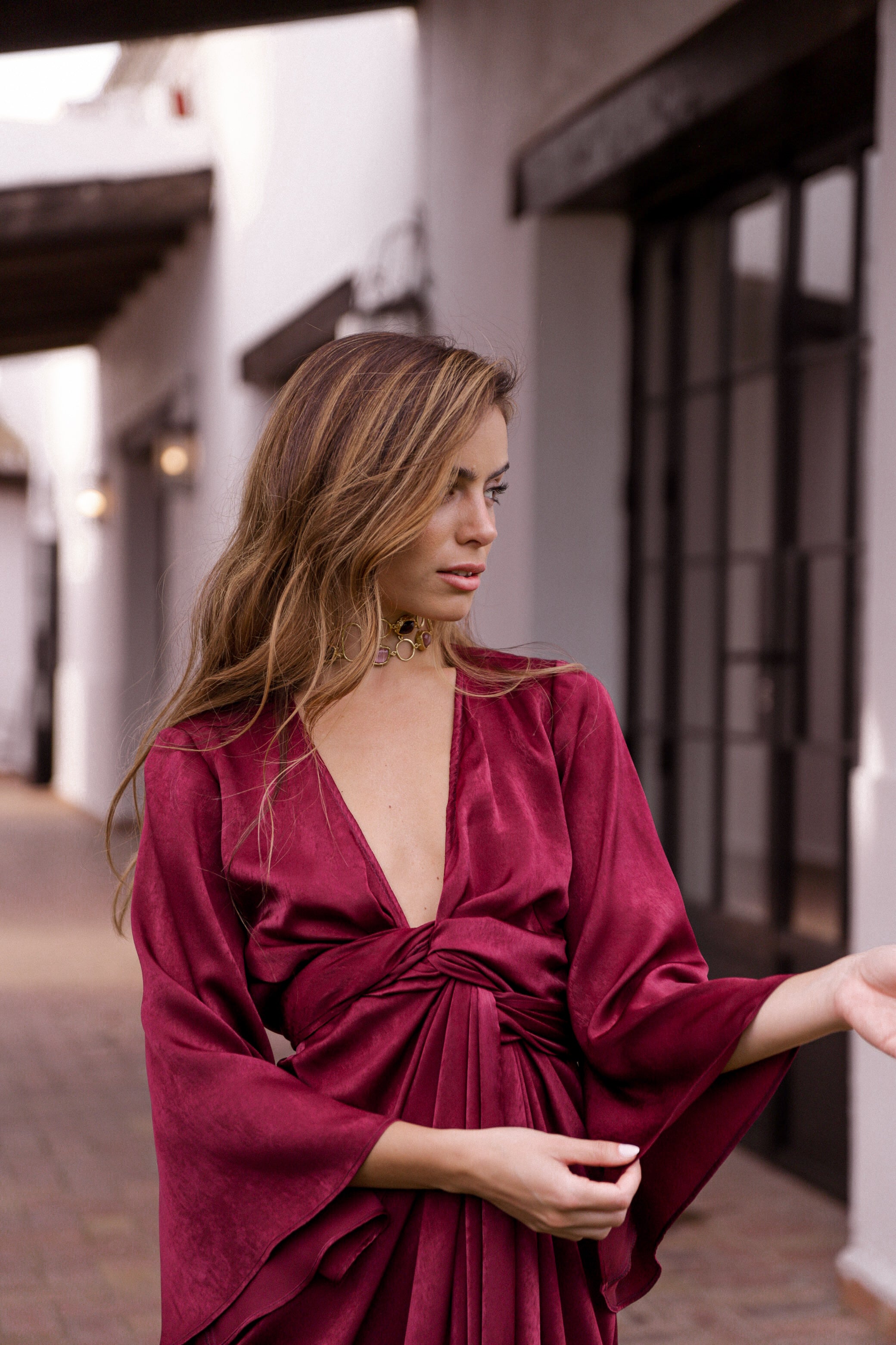 VESTIDO KIMONO LAURA BERENJENA