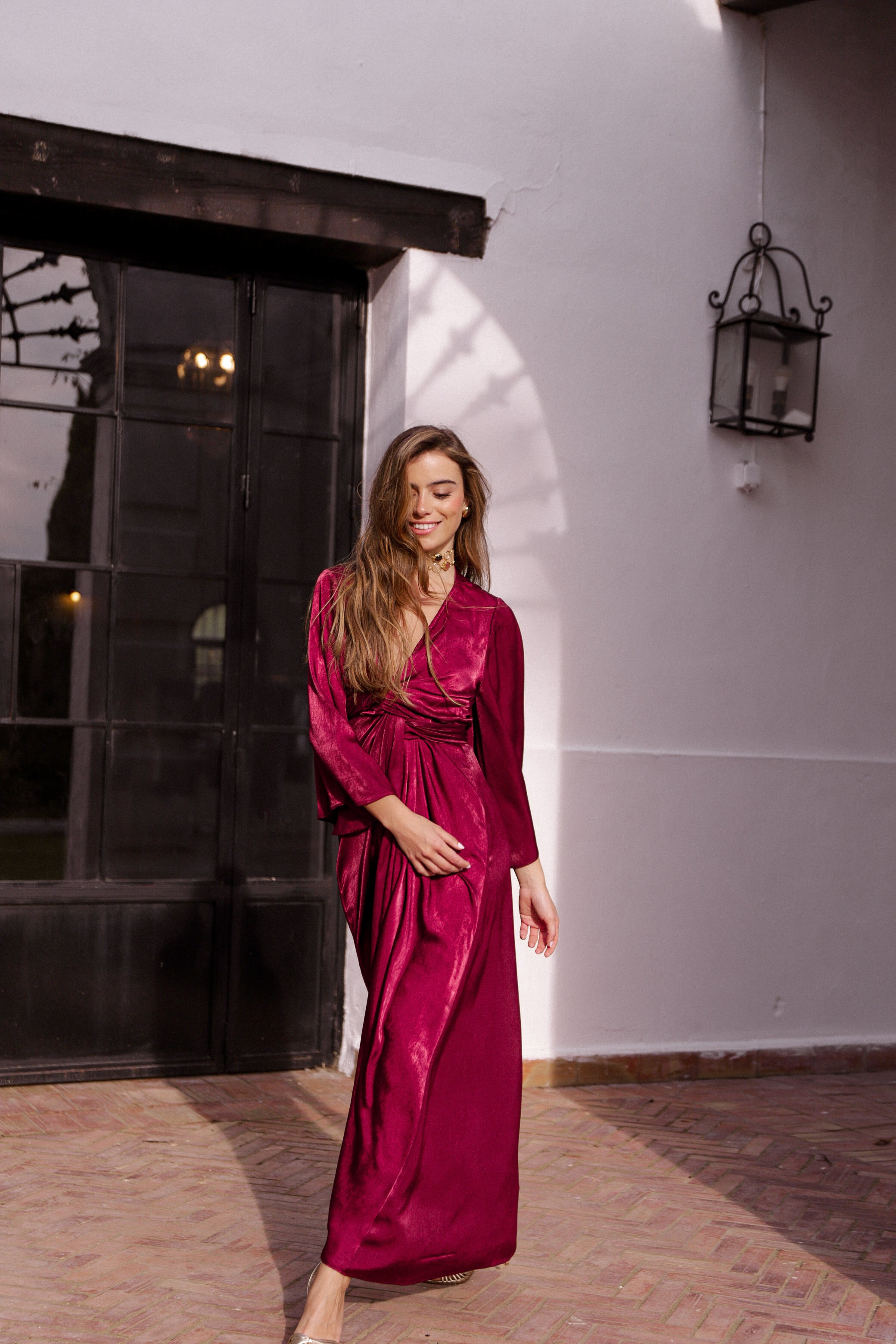 VESTIDO KIMONO LAURA BERENJENA