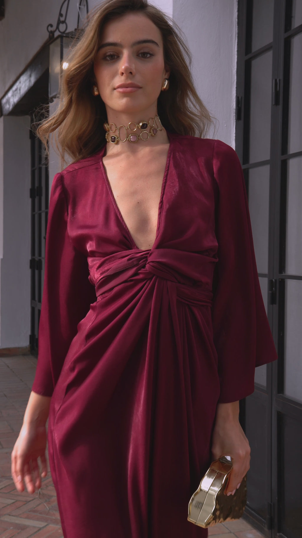 VESTIDO KIMONO LAURA BERENJENA