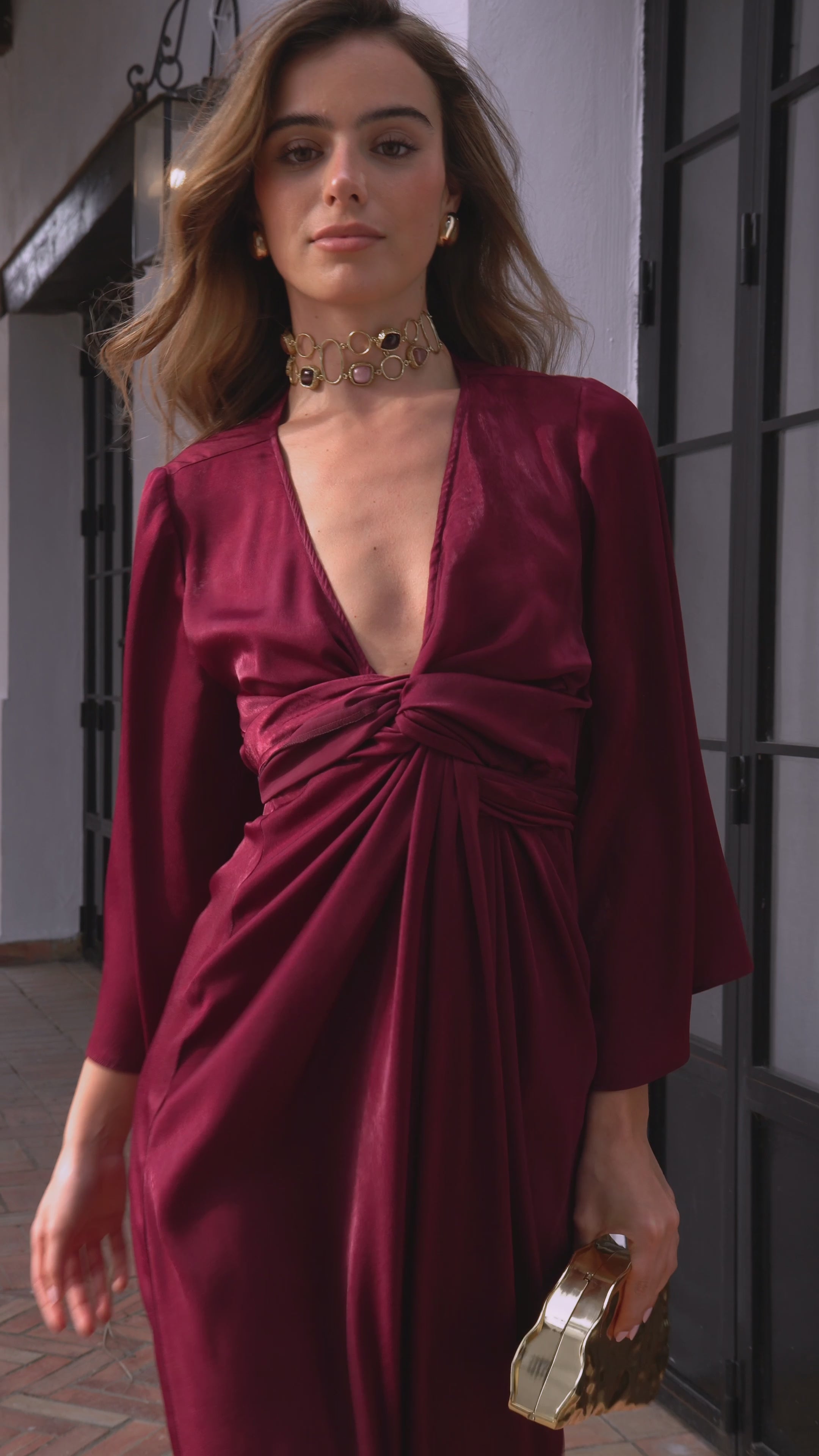 VESTIDO KIMONO LAURA BERENJENA